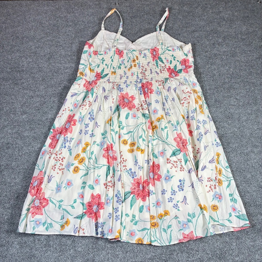 Old Navy Floral Cami Dress Womens XL White Pink Smocked Fit Flare Sundress - Picture 5 of 9